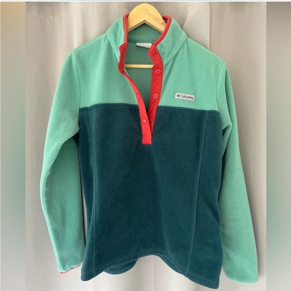 Columbia Womens Benton Springs Green Half Snap Fleece Pullover Small - Picture 1 of 6